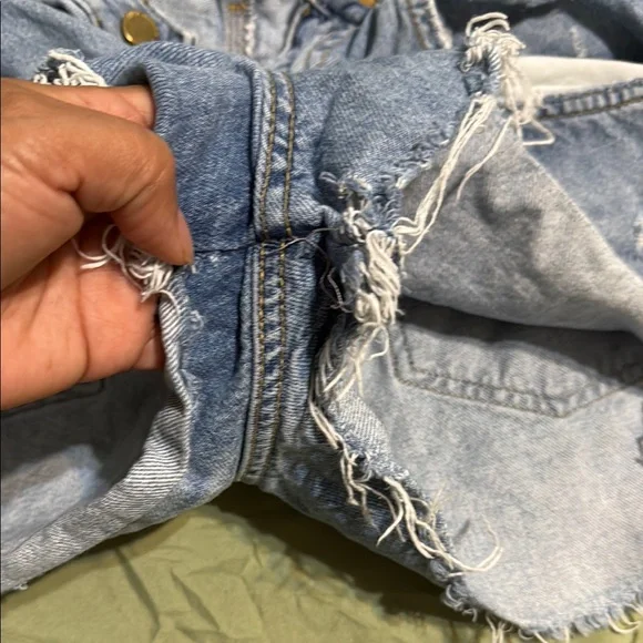 Zara Distressed Blue Denim Shorts - Picture 5 of 6